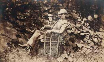 Francis Parkman seated in wicker chair, facing right Photograph