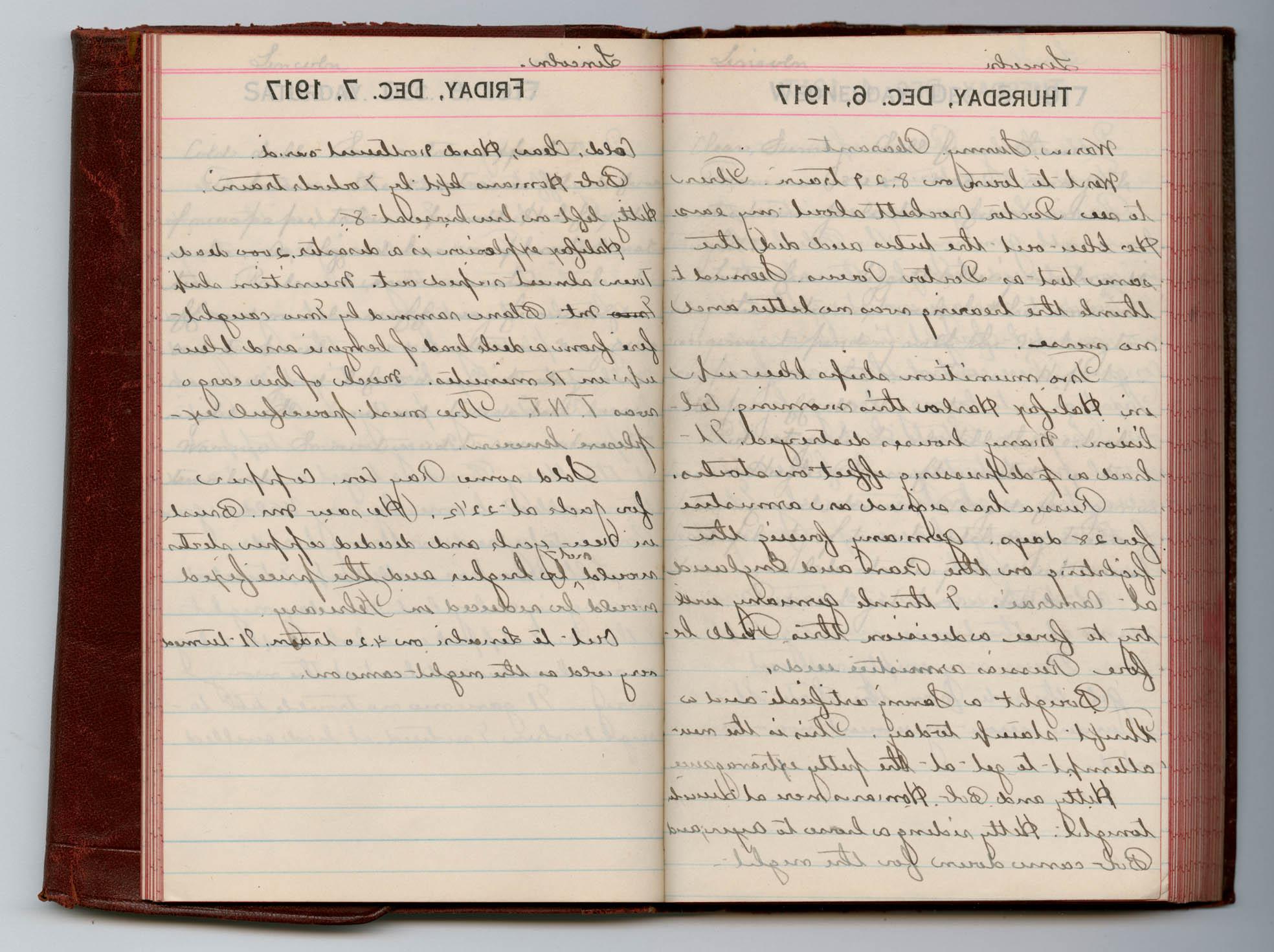 亨利·亚当斯日记，两页，1917年12月6日至7日的手稿